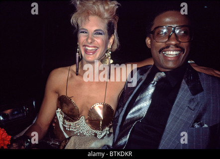 Herbie Hancock e amico di MTV Video Music Awards, il Palladio, NY, Sett. 5, 1986, Foto: Karen Petersen/Everett Collection Foto Stock