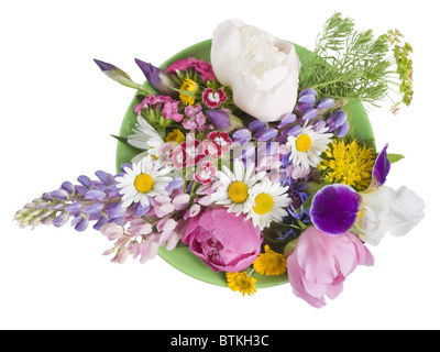 Piastra di colore verde con fiori di giugno Foto Stock