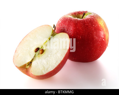 Tutto fresco e rosso a fette scoperta apple Foto Stock