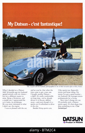 Inserzione nel magazine circa 1976 per Datsun 260Z NISSAN da auto Foto Stock