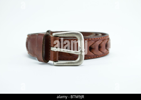 Cintura in pelle parrone isolato su bianco Foto Stock