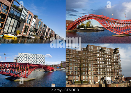 Architettura moderna in Amsterdam porto orientale Foto Stock