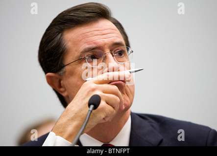 Attore comico e Stephen Colbert testimonia davanti al Congresso. Foto Stock