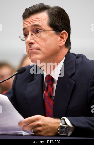 Attore comico e Stephen Colbert testimonia davanti al Congresso. Foto Stock