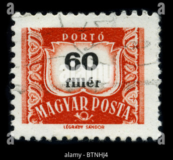 Ungheria - circa 1980: un timbro stampato in Ungheria mostra immagine della dedicata alla Magyar Posta, circa 1980. Foto Stock