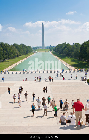 Washington DC - Settembre 2009 - Vista del Monumento di Washington dal Lincoln Memorial a Washington DC Foto Stock