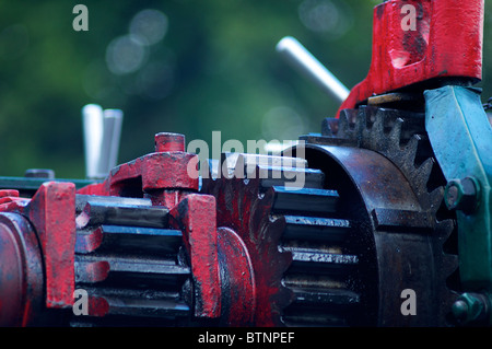 Ruote dentate sul motore di vapore Foto Stock