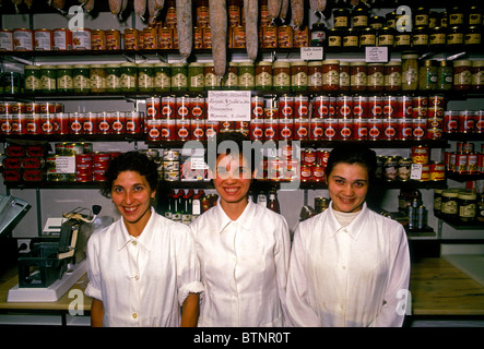 Le donne francesi, dipendenti, lavoratori, salumi Reynon, la città di Lione, Rhone-Alpes, Francia Foto Stock