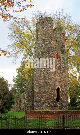Le rovine di una chiesa di Santa Maria a Kirby Bedon, Norfolk, Inghilterra, Regno Unito. Foto Stock