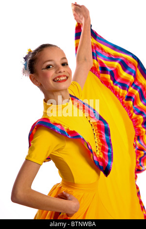 Giovane ballerino in multi-messicano colorato costume di ballo Foto Stock