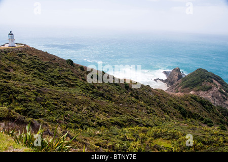 Cape Reinga ,Faro,Cape Maria Van Dieman, spiriti Bay,Te Werahi Beach Motuopao isola, Isola del nord,Nuova Zelanda Foto Stock