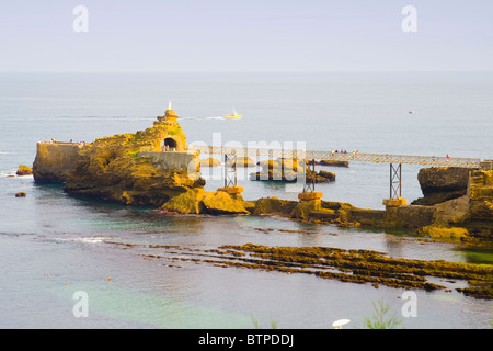 Rocher de la Vierge, Biarritz, Francia Foto Stock