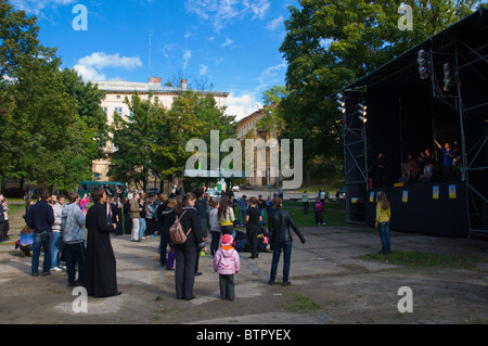 Christian concerto rock in Halytskoho Park central Lviv Ucraina occidentale Europa Foto Stock