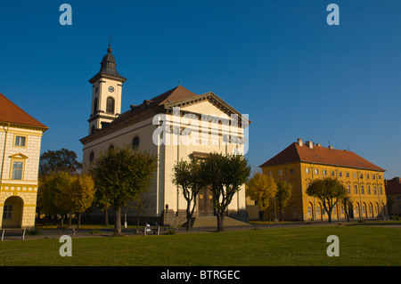 Chiesa della città a nam Cs Armady la piazza principale nella ex ghetto ebraico della città (Terezin Theresienstadt) Nord Repubblica Ceca Europa Foto Stock