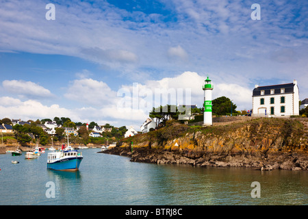 Faro sulla Rive Gauche, Doelan, Finisterre, Bretagna, Francia, Europa Foto Stock