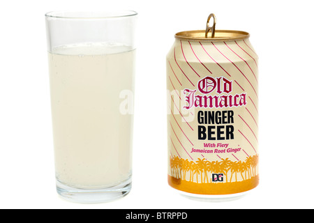 Vetro del vecchio Giamaica birra allo zenzero con anello aperto può tirare Foto Stock