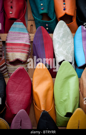 Pantofola in cuoio Babouches Marrakech Marocco Africa del Nord Foto Stock