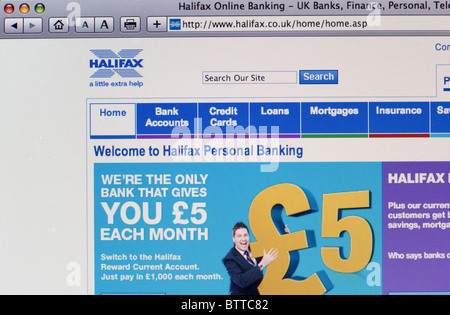 Screenshot di Halifax internet banking website Foto Stock