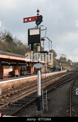 Segnale di terra a Bewdley stazione sul Severn Valley Railway in Worcestershire Foto Stock