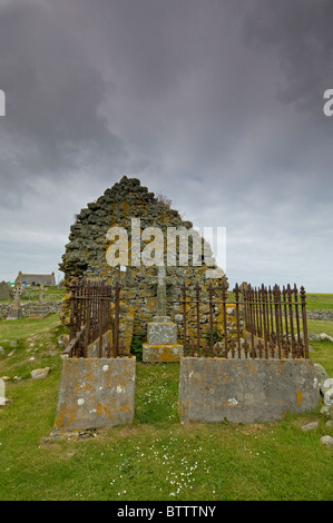 Le rovine di Mor Teampull notevole collezione di chiese e cappelle, Howmore Sud Uist. La Scozia. SCO 6968 Foto Stock