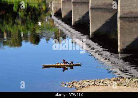 In canoa sul fiume Saint John fino, New Brunswick, Canada Foto Stock