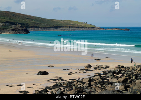 Porthmeor spiaggia sabbiosa di St. Ives, Cornwall Regno Unito. Foto Stock