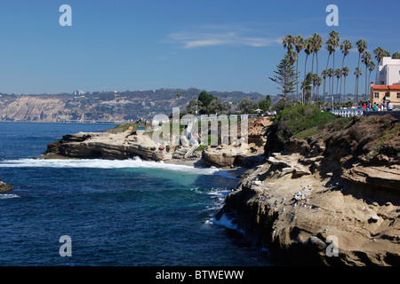 Coste rocciose a La Jolla, California, Stati Uniti d'America. Foto Stock