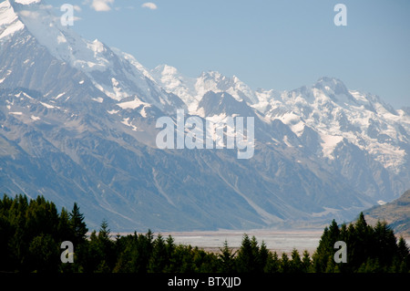 Lago Pukaki,litorale,Mount Cook,Aoraki/Mt Cook gamma,Mt Cook National Park Mackenzie County,Isola del Sud,Nuova Zelanda Foto Stock