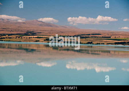 Lago Pukaki,litorale,Mount Cook,Aoraki/Mt Cook gamma,Mt Cook National Park Mackenzie County,Isola del Sud,Nuova Zelanda Foto Stock