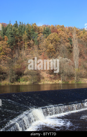 Fiume Vlatva vicino Zlata Koruna, Golden Crown, Tedesco Goldenkron, Sumava, Boemia, Repubblica Ceca. Foto di Willy Matheisl Foto Stock