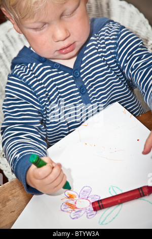 Bambino il disegno di una foto Foto Stock