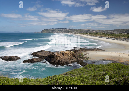 Vista da avvocati di testa lungo St Kilda e St Clair spiagge, Dunedin, Otago, Isola del Sud, Nuova Zelanda Foto Stock