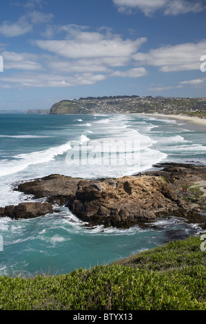 Vista da avvocati di testa lungo St Kilda e St Clair spiagge, Dunedin, Otago, Isola del Sud, Nuova Zelanda Foto Stock