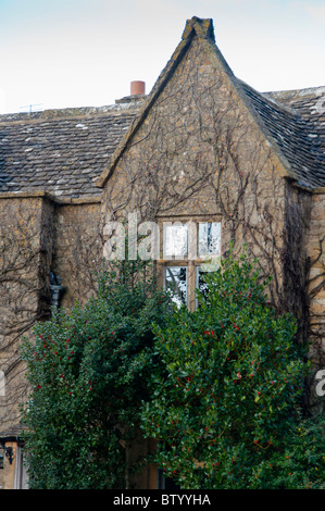 Le piante che strisciano le pareti di questo Broadway cottage in Cotswolds, REGNO UNITO Foto Stock