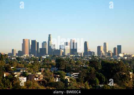 Vista del centro cittadino di Los Angeles da ovest. Foto Stock