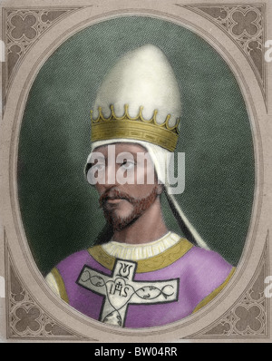 Papa san Gregorio VII (c. 1015/1028-1085), nato Ildebrando di Sovana. Papa dal 22 aprile 1073, fino alla sua morte. Colorati. Foto Stock