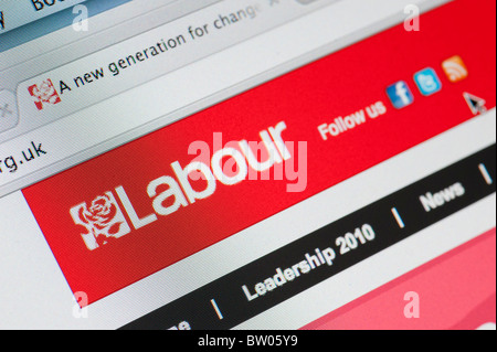 Dettaglio di screenshot dal sito web del lavoro partito politico nel Regno Unito Foto Stock