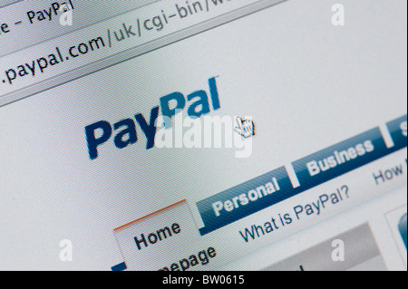 Dettaglio di screenshot dal sito web di Paypal Pagamento on-line e trasferimento di denaro company Foto Stock