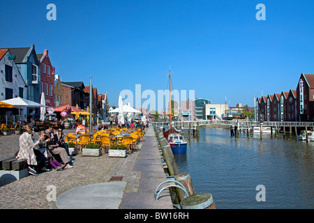Il porto di pesca della città Husum lungo il mare del Nord, Germania Foto Stock