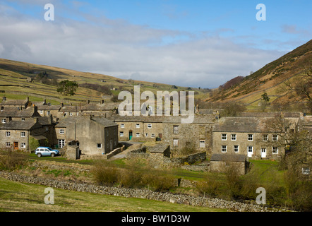 Il villaggio di Thwaite, Swaledale superiore, Yorkshire Dales National Park, North Yorkshire, Inghilterra, Regno Unito Foto Stock
