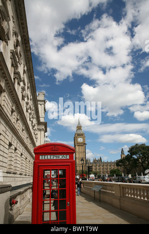 London telefono rosso scatola e Big Ben Foto Stock