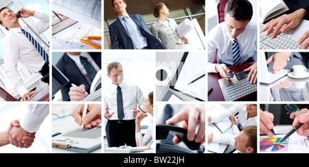 Collage di team aziendali, la tecnologia e i concetti di partenariato Foto Stock
