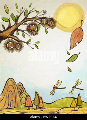 Autunno in aria illustraion Foto Stock