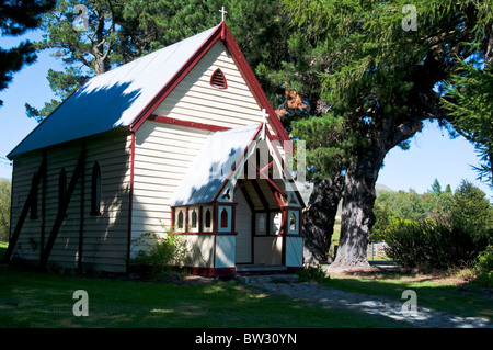 Coniugi Mackenzie' unione più antica chiesa, St Patricks costruito 1872, Mackenzie Paese, nei pressi di Burke's Pass, Canterbury sud,Isola del Sud,NZ Foto Stock