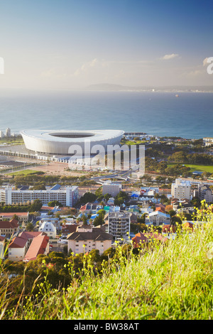 Vista di stadio Green Point da Signal Hill, Cape Town, Western Cape, Sud Africa Foto Stock