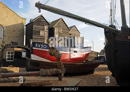 Il vecchio quartiere di pesca del Stade Hastings East Sussex Regno Unito Foto Stock