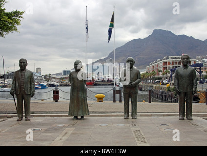 Quattro statue di commemorazione del Sudafrica quattro premi Nobel per la Pace" Foto Stock