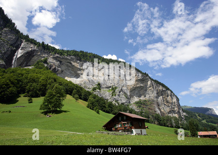 Viste generali intorno alla valle di Lauterbrunnen, Svizzera Foto Stock