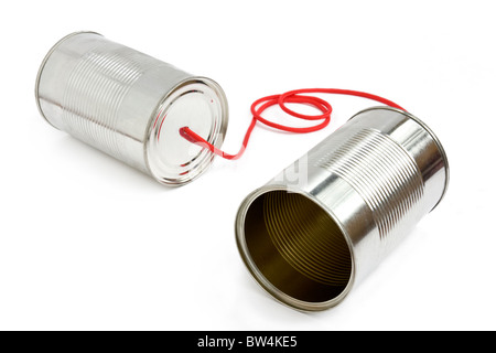 Telefono del barattolo di latta Foto Stock