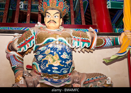 Custode del tempio, Tempio Shaolin, luogo di nascita del Kung Fu, Song Shan, vicino a Zhengzhou, nella provincia di Henan, Dengfeng, Cina Foto Stock